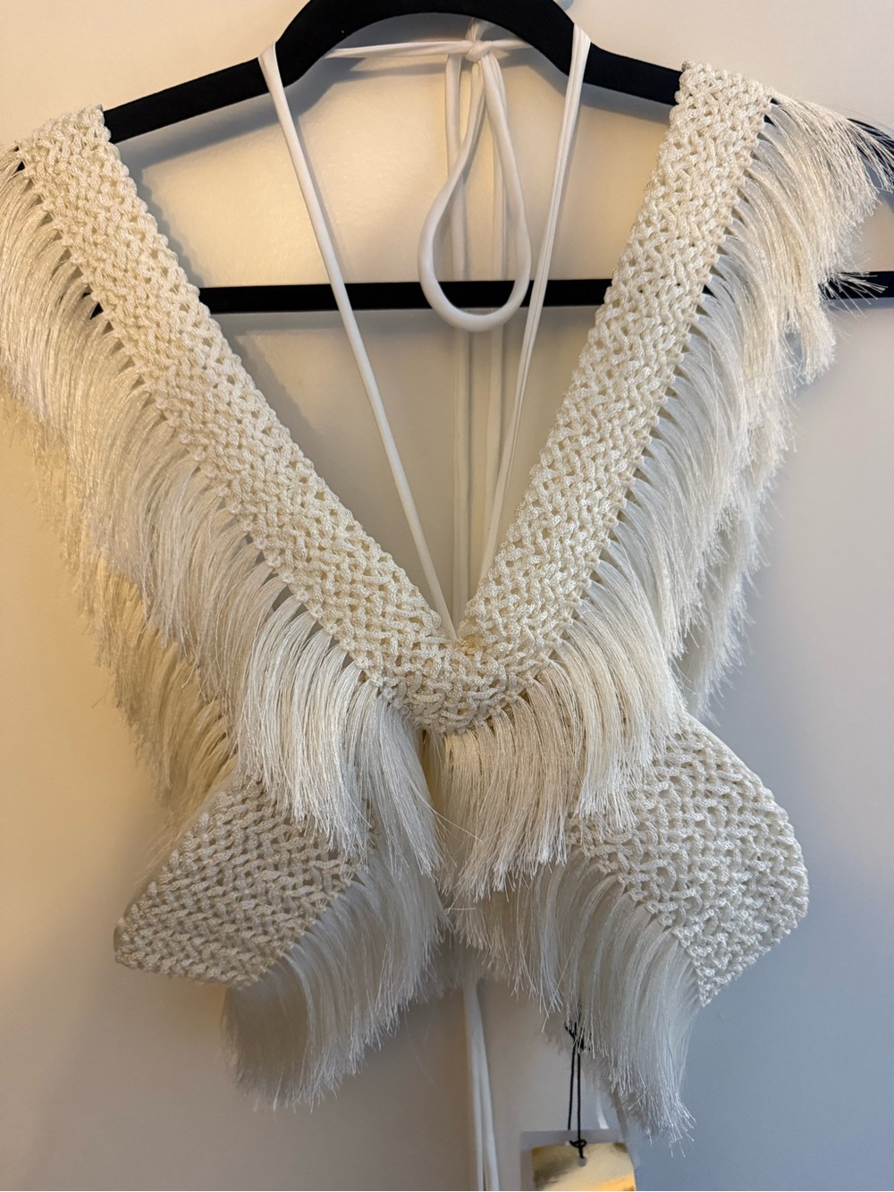 PatBO Ivory Fringe Cropped V-Neck Top - Picture 4 of 4